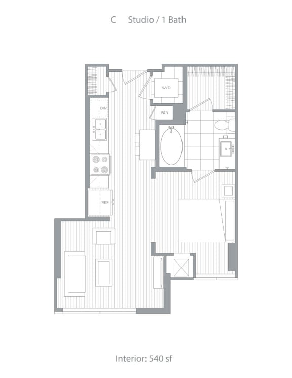 Studio, 1 & 2 Bedroom Apartments in Little Italy, San Diego Stanza